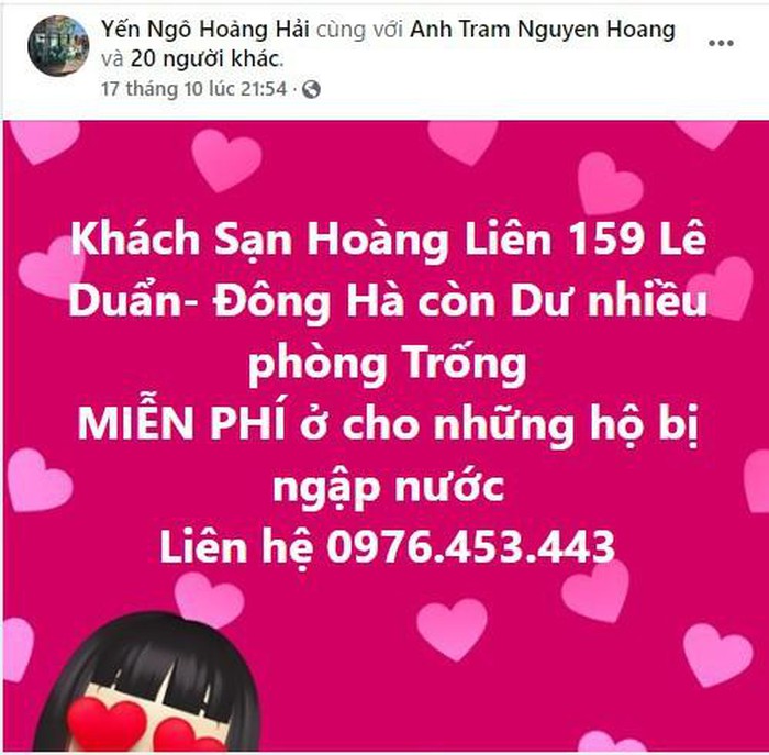 Hàng loạt khách sạn, nhà nghỉ tại miền Trung miễn phí chỗ ở cho bà con vùng lũ và đoàn cứu trợ  