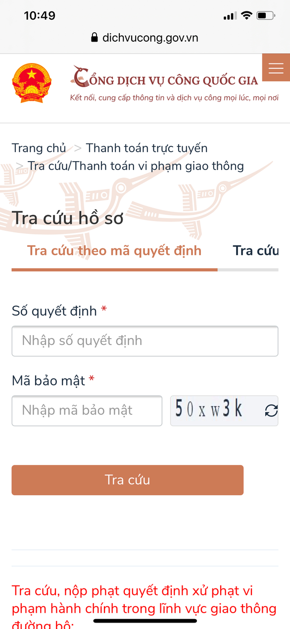 Từ 1/7, người dân nộp phạt vi phạm giao thông qua cổng dịch vụ trực tuyến