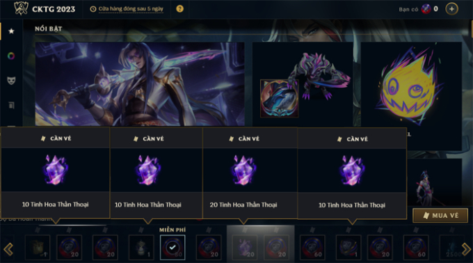 Riot chỉ áp dụng mức phần thưởng 50 Tinh Hoa Thần Thoại ở sự kiện CKTG mỗi năm diễn ra 1 lần