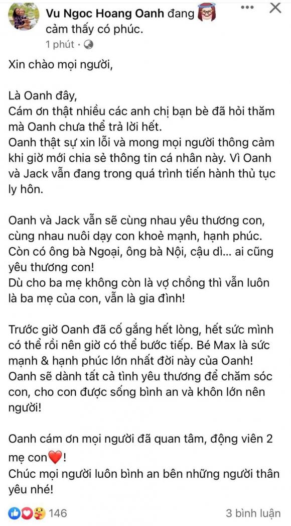 Hoàng Oanh xác nhận đang làm thủ tục ly hôn chồng Tây