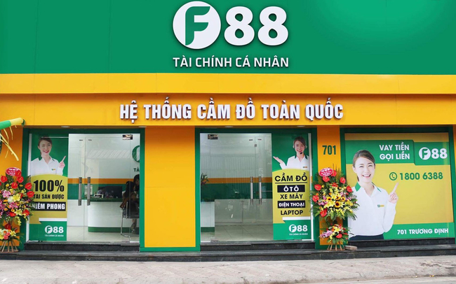 F88 thuộc Công ty CP Kinh doanh F88 là doanh nghiệp hoạt động do Sở Kế hoạch và Đầu tư TP Hà Nội cấp giấy phép, với loại hình dịch vụ cầm đồ. Ảnh: NLĐ