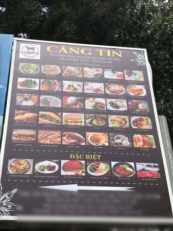 Hình ảnh toàn bộ menu của canteen trường Đại học Khoa học Xã hội và Nhân văn đang gây sốt MXH