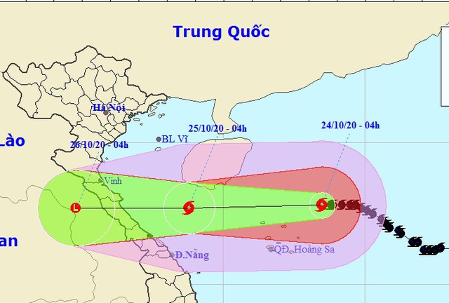   Vị trí và hướng di chuyển của bão số 8. (Ảnh: NCHMF).  