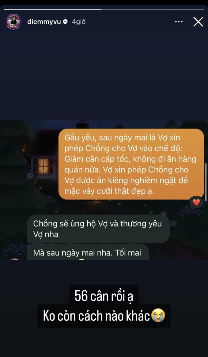 Diễm My 9x chia sẻ đoạn tin nhắn ngọt ngào với ông xã