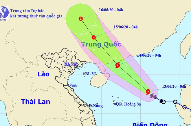 Hình ảnh đường đi của bão số 1 trong những giờ tới, Ảnh: NCHMF - HKO