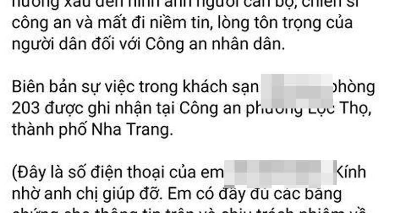 Nội dung của status xuất hiện trên Facebook.