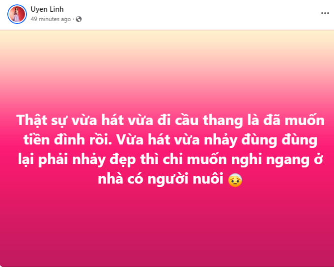 Dòng trạng thái nửa đùa nửa thật của Uyên Linh.