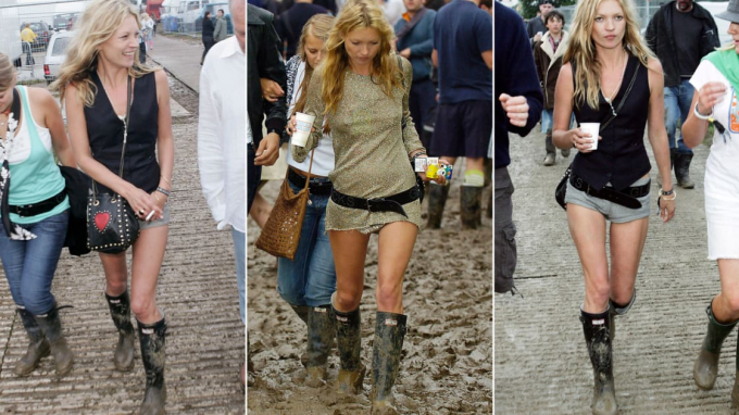 Kate Moss trong lễ hội âm nhạc Glastonbury năm 2005 (Ảnh: Getty Images/CNN).