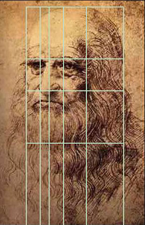 Bức tự họa Leonardo Da vinci theo tỉ lệ vàng. 