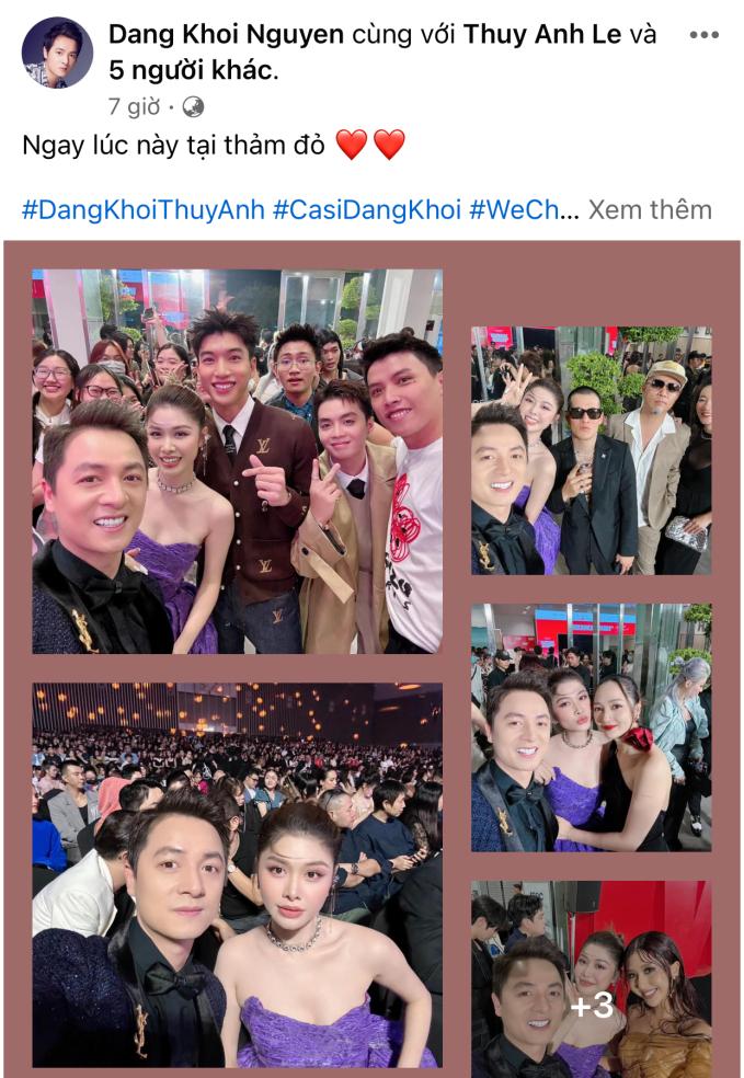 Vợ chồng Đăng Khôi - Thủy Anh hào hứng chia sẻ hình ảnh tại WeChoice Awards 2023