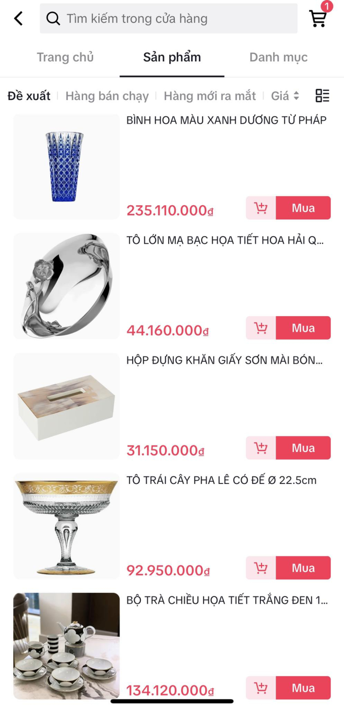  NTK Thái Công mở gian hàng trên TikTok Shop: Toàn đồ xa xỉ giá 