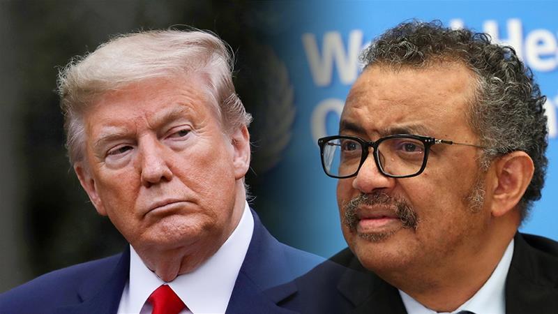 Tổng thống Donald Trump và Tổng giám đốc WHO Tedros Adhanom Ghebreyesus.