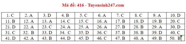 Đáp án đầy đủ 24 mã đề thi môn tiếng Anh kỳ thi tốt nghiệp THPT Quốc gia 2020