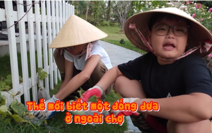 Vợ Xuân Bắc còn tận dụng các khu vực trong vườn để trồng thêm một số loại rau củ như: rau muống, bí, dưa 