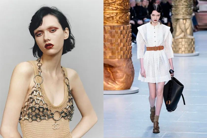 Sofia Steinberg chụp ảnh quảng bá và catwalk trên sàn diễn show Chloé FW19 