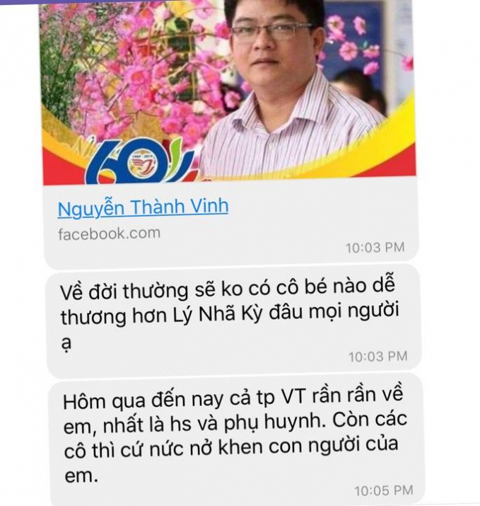 “Về đời thường sẽ không có cô bé nào dễ thương hơn Lý Nhã Kỳ đâu mọi người ạ” – thầy Nguyễn Thành Vinh