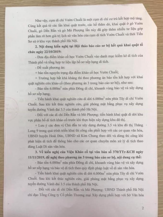 Sở VH&TT trả lời về di chỉ Vườn Chuối: Không yêu cầu dừng thi công và kiểm kê thiệt hại