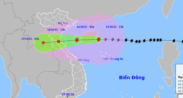   Vị trí và hướng di chuyển bão số 8 - Ảnh: NCHMF  