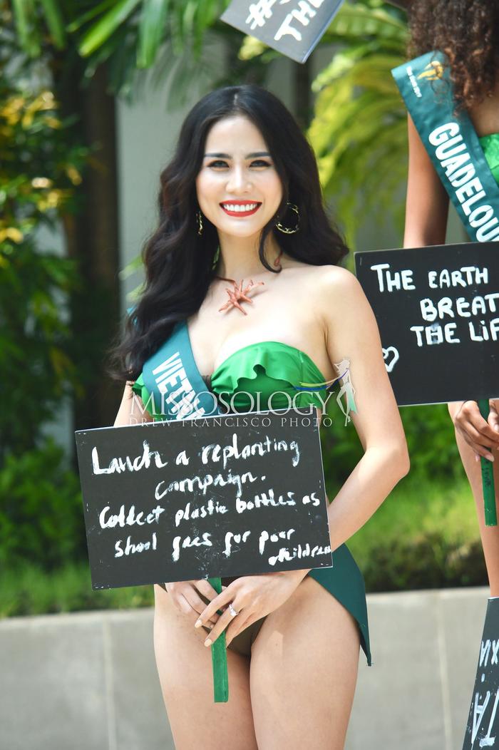 Những hình ảnh đầu tiên của Hoàng Hạnh tại Miss Earth 2019, cố gắng giới thiệu hoa sen bằng tiếng Anh