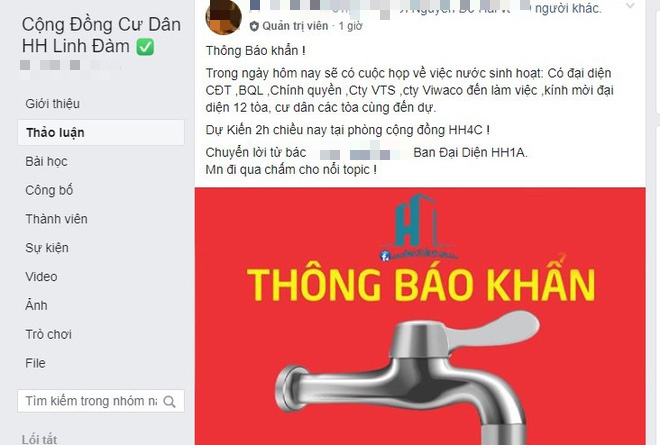 Thông báo khẩn từ khu đô thị Linh Đàm (Ảnh: Trí thức trẻ)