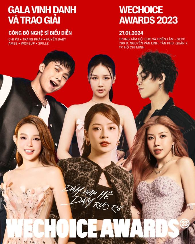 Gen Z, WeChoice Awards 2023 tung dàn line-up tiếp theo bao gồm: Chi Pu, Huyền Baby, Trang Pháp, AMEE và bộ đôi music producer/ DJ 2pillz - WOKEUP