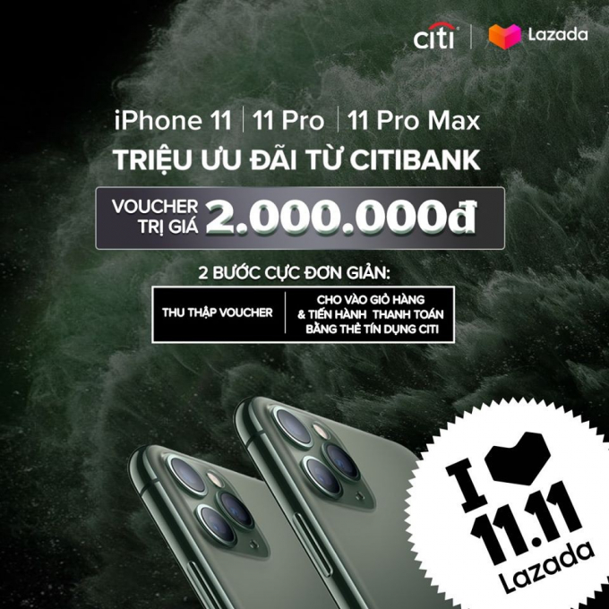 Giảm 2 triệu đồng cho iPhone 11 trên Lazada chỉ trong ngày 11/11