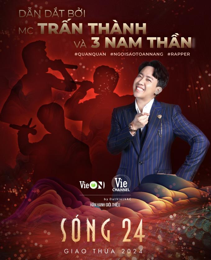 Sóng 24 đăng poster hé lộ sẽ có 3 sao nam Vbiz cùng đứng chung sân khấu với Trấn Thành