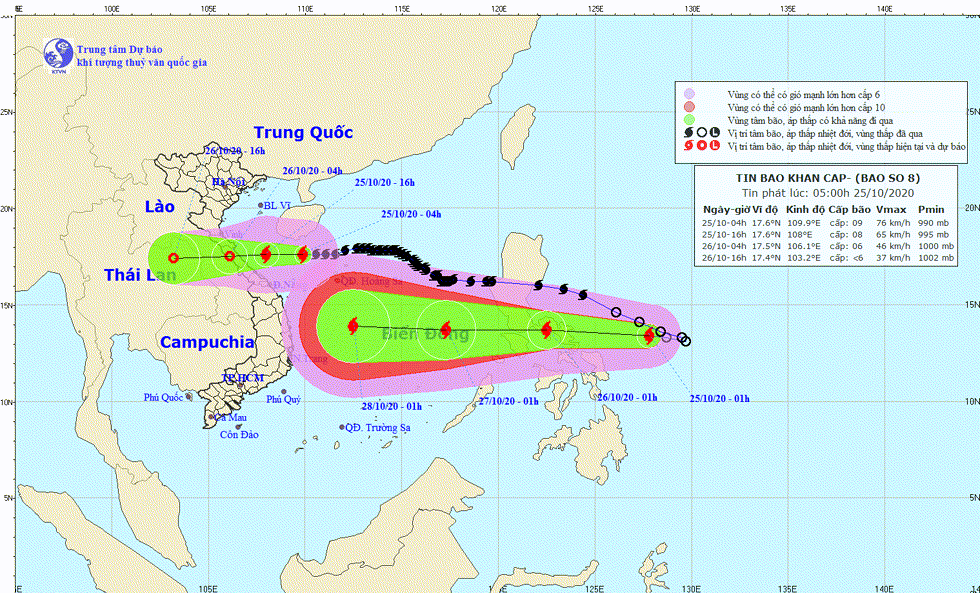 Bão số 8 đổ bộ đêm nay, bão số 9 vào Biển Đông đêm mai