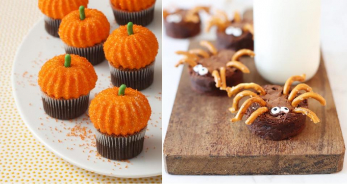 Món bánh cupcake rất dễ thực hiện và dễ trang trí các biểu tượng halloween.