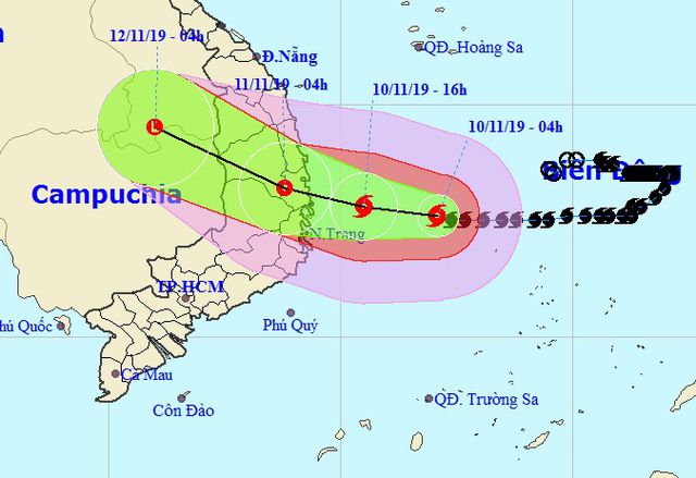 Đường đi dự kiến của bão số 6