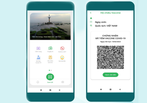 Mẫu hộ chiếu vaccine hiển thị trên ứng dụng PC Covid-19