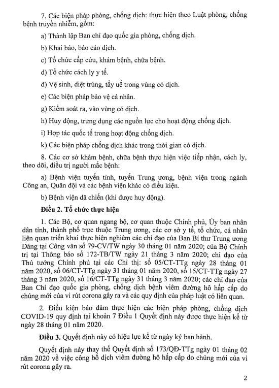 Thủ tướng Chính phủ công bố dịch Covid-19 trên toàn quốc 