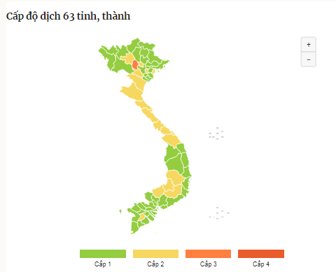  Số tỉnh, thành vùng xanh trên toàn quốc giảm