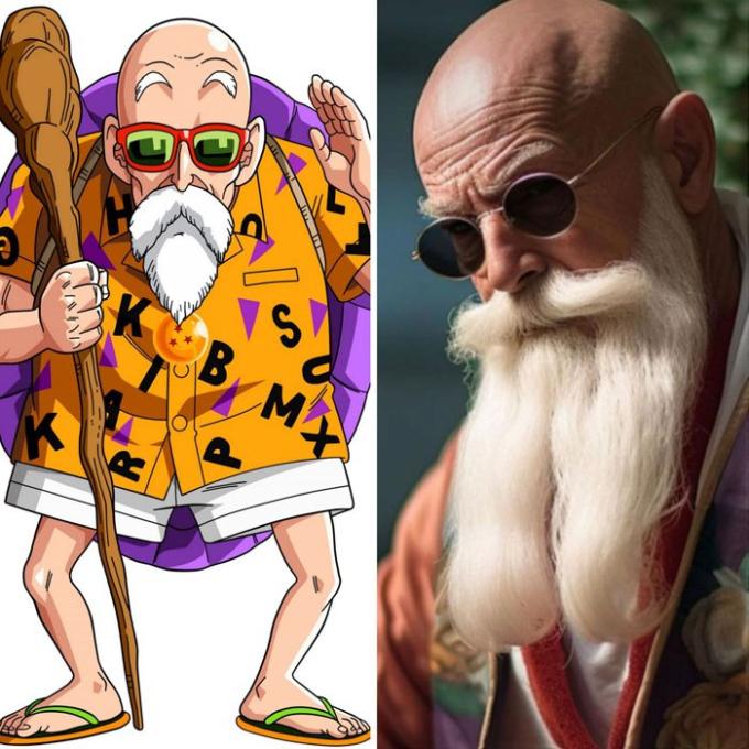 Hình ảnh Master Roshi do AI tạo ra ghi lại chính xác các đặc điểm đặc trưng của Quy lão, bao gồm khuôn mặt nhăn nheo, bộ râu dài màu trắng và chiếc đầu hói. So với phiên bản anime, bộ râu được mô tả dài hơn, nếp nhăn trên mặt cũng nhiều hơn.