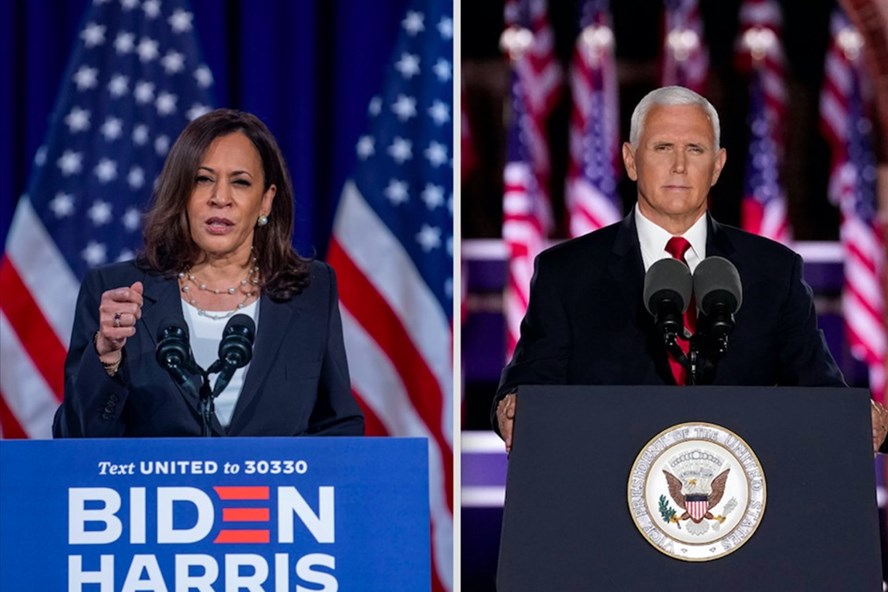 Bà Kamala Harris và ông Mike Pence có cuộc tranh luận ứng viên phó tổng thống. Ảnh: AFP