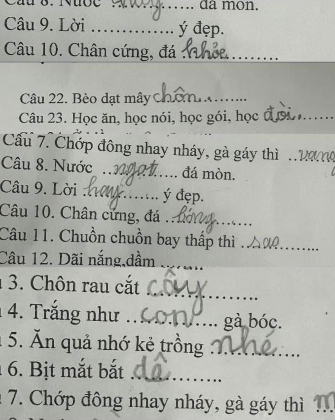 Bạn điền đúng được hết bao nhiêu câu tục ngữ, thành ngữ? (Nguồn: Nguyễn Thành Vinh)