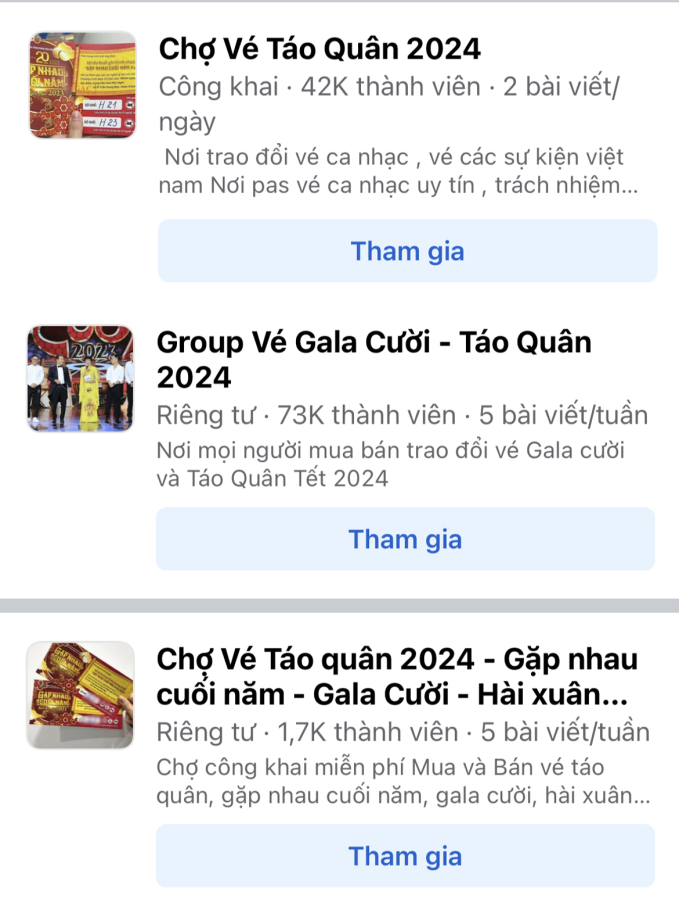 MXH xuất hiện nhiều group bán vé Táo Quân với số lượng thành viên khủng