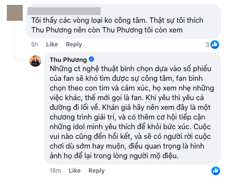 Bình luận thu hút sự chú ý của Thu Phương