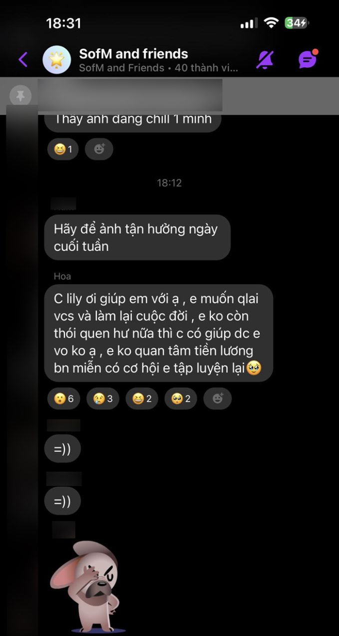 EGO gửi thỉnh cầu đến Lily và SofM ngay trong box chat của hội fan SofM