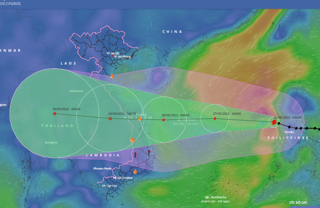   Dự kiến đường đi của bão Noru.  