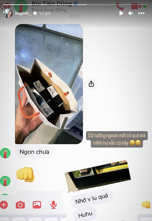 Khánh Linh khoe quà của Tiến Dũng