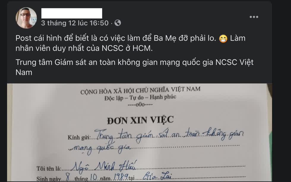 HiếuPC thông tin về việc sắp trở thành thành viên của NCSC. Ảnh FB