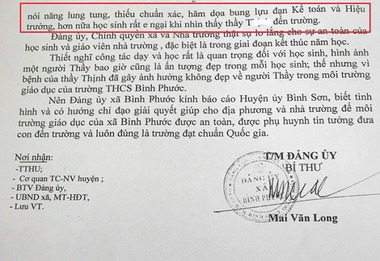  Văn bản báo cáo của Đảng ủy xã Bình Phước. Ảnh: T.Trực