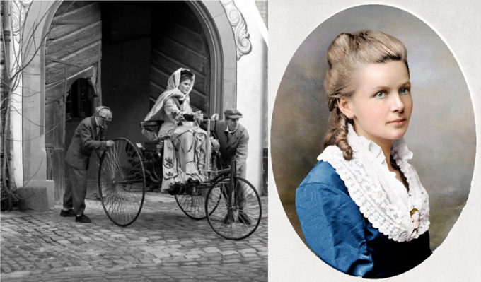 Bertha Benz bên chiếc xe 