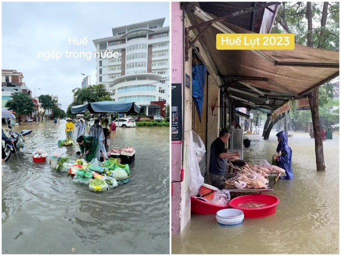 Nhiều tiểu thương cố gắng bán hàng để mọi người có thực phẩm để ăn mùa mưa lũ (Nguồn: @quycrazymonkey, @dodo11.11)