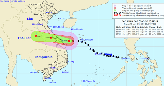 Bão số 5 sẽ vào đất liền trong hôm nay.