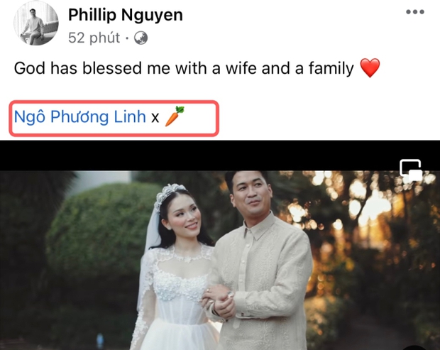 Phillip Nguyễn chia sẻ thước phim ngọt ngào trong đám cưới sau 1 ngày bà xã sinh con gái đầu lòng. Nhóc tỳ của cặp đôi có tên thân mật là Cà Rốt