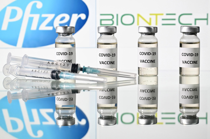 Vaccine ngừa COVID-19 do hai hãng dược Pfizer (Mỹ) và BioNTech (Đức) phối hợp phát triển có mức độ hiệu quả lên tới hơn 90% trong giai đoạn 3 thử nghiệm trên người.  Ảnh: AFP