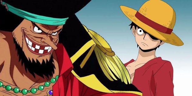 Râu Đen bên trái và Luffy bên phải