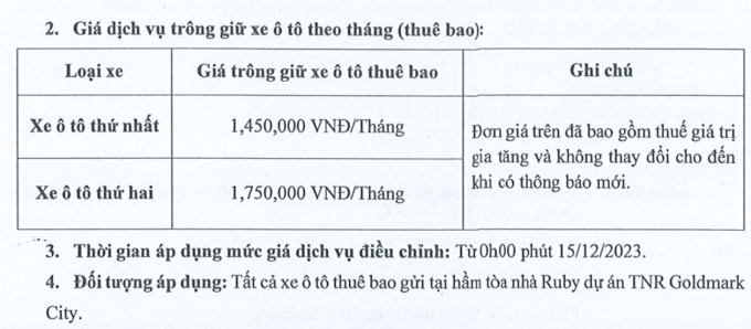 Thông báo của chủ đầu tư